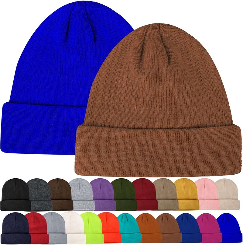 lucdnc Beanies for Men Women 2 Pack Fall Winter Men's Hats Unisex Warm Knit Skullies Beanies Soft Ski Caps - Image 1